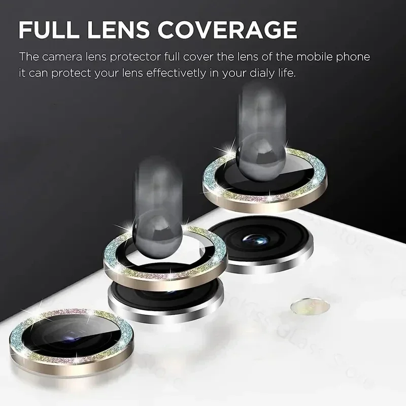 Shiny Diamond Metal Ring Camer - Tempered Glass Screen 9H 评论和价格